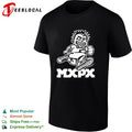 Punk rock cartoon mascot running fist bold band logo art shirt