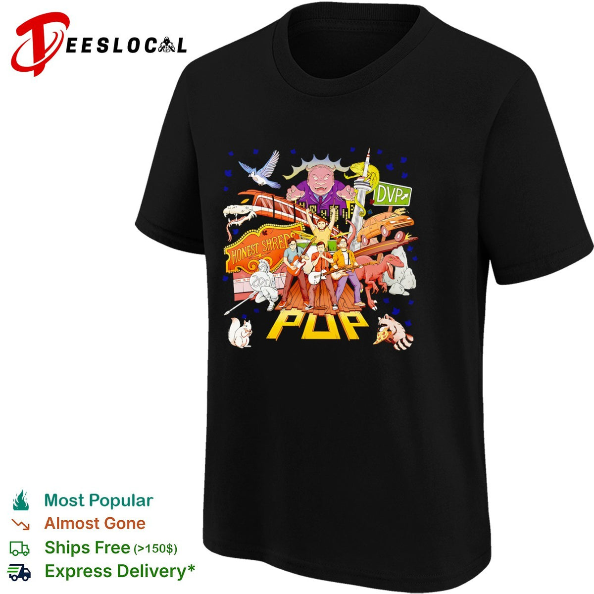 Pup Band Honest Shreds DVP Toronto CN Tower Raptor Squirrel Raccoon Music Shirt