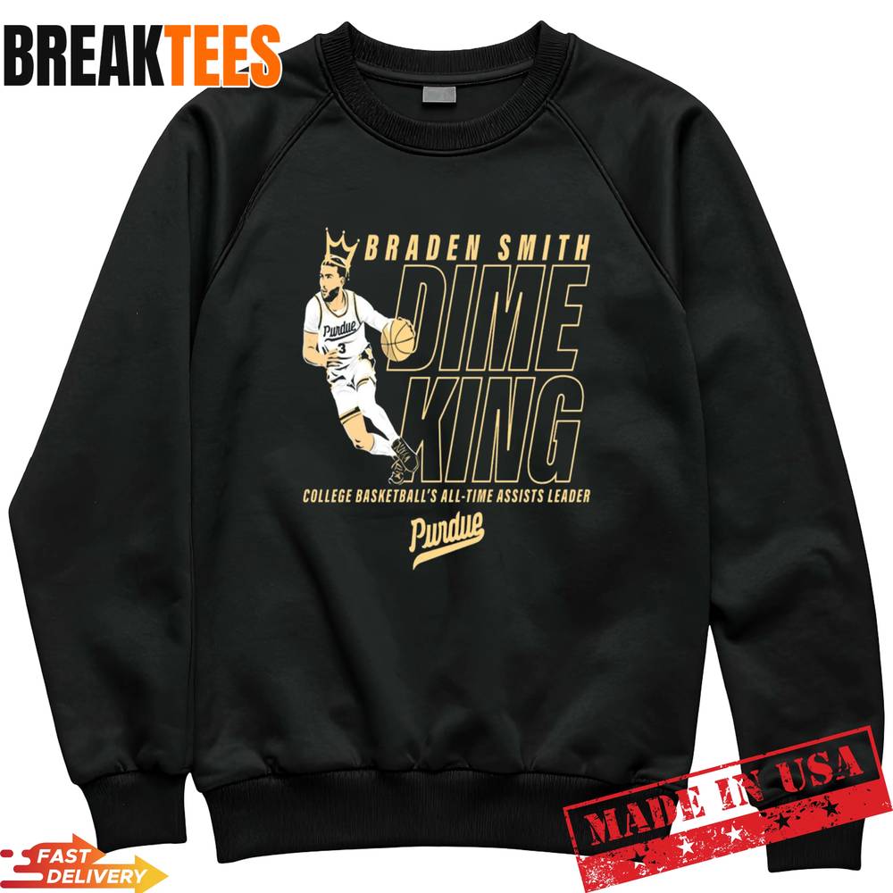 Purdue Braden Smith Dime King College Basketball’s All-Time Assists Record Shirt