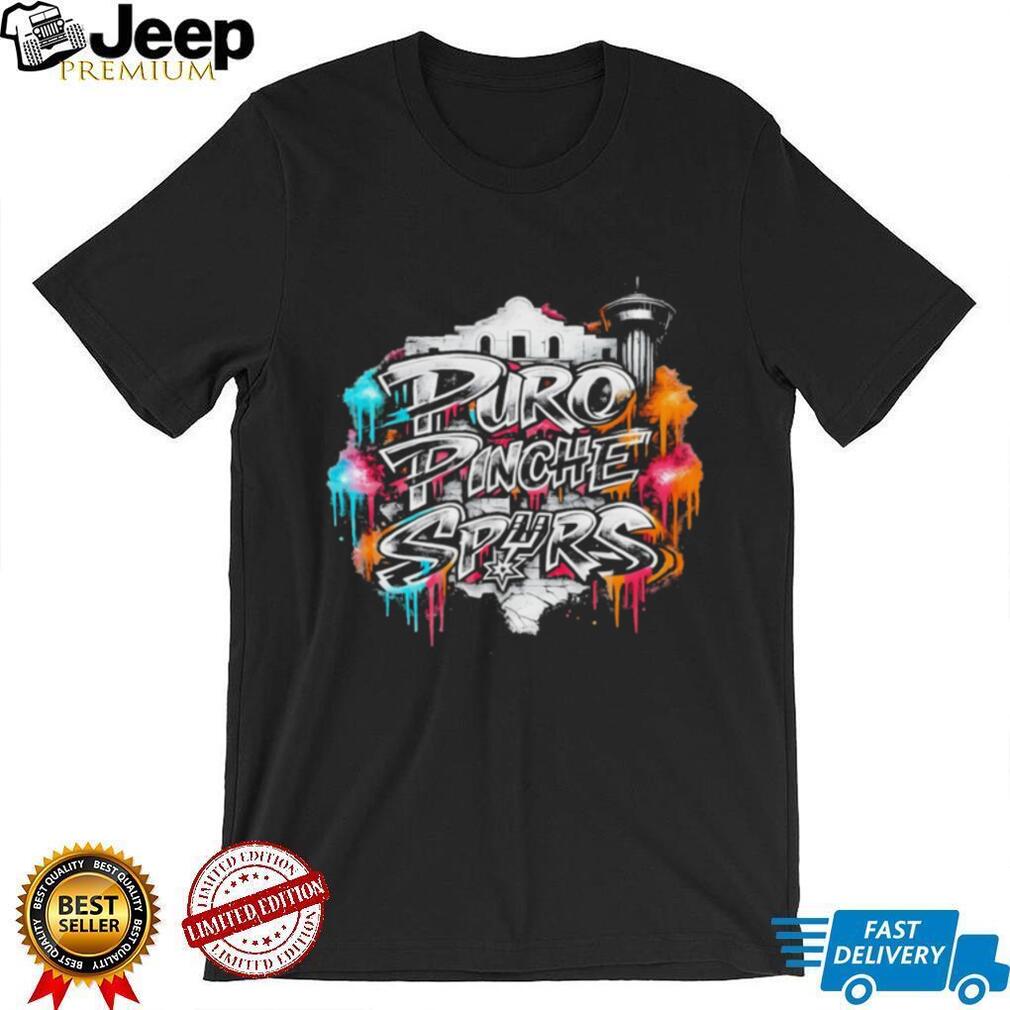 Puro Pinche Spurs San Antonio Skyline Graffiti Graphic T Shirt