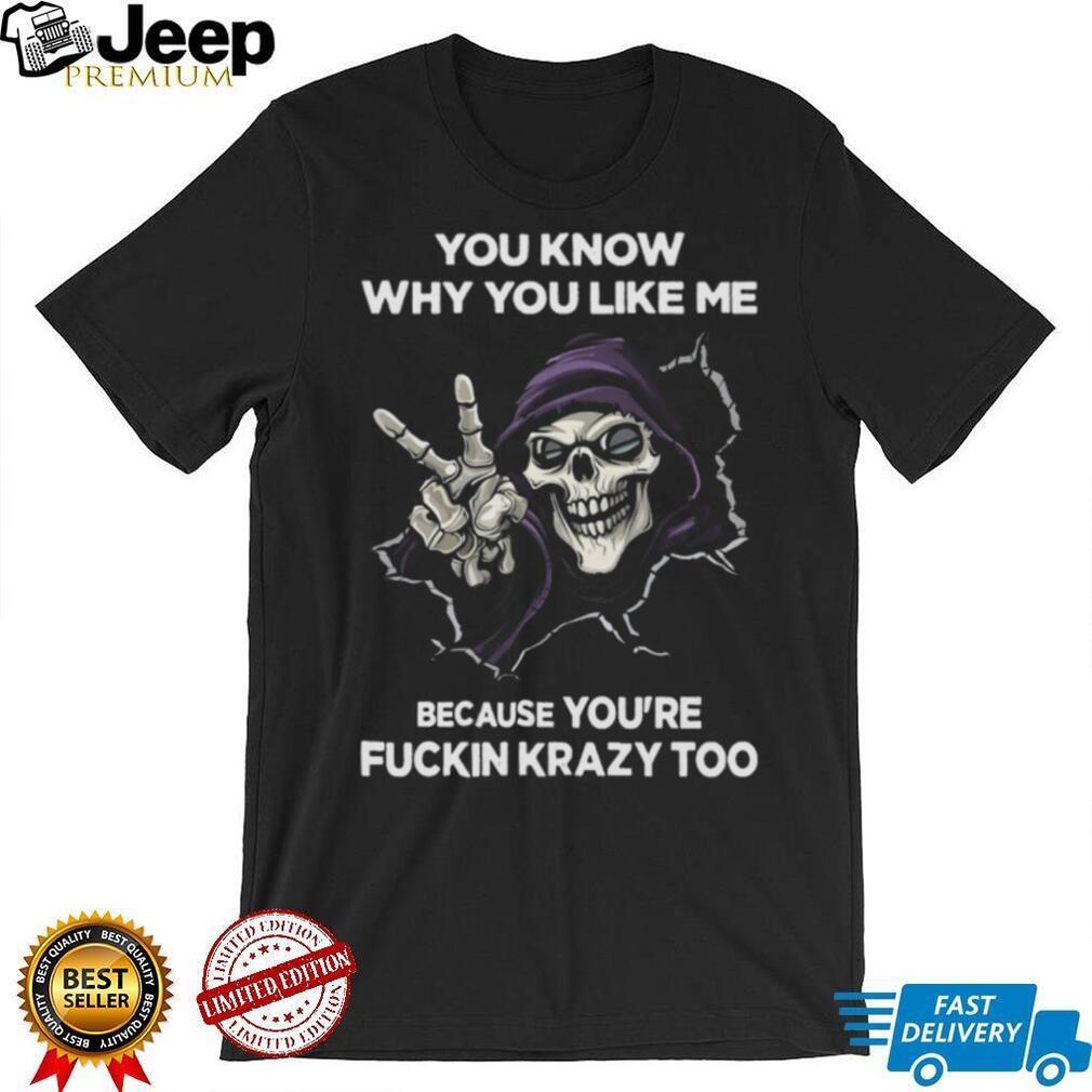 Purple Hooded Skeleton “Fuckin Krazy Too” Peace Sign Tee