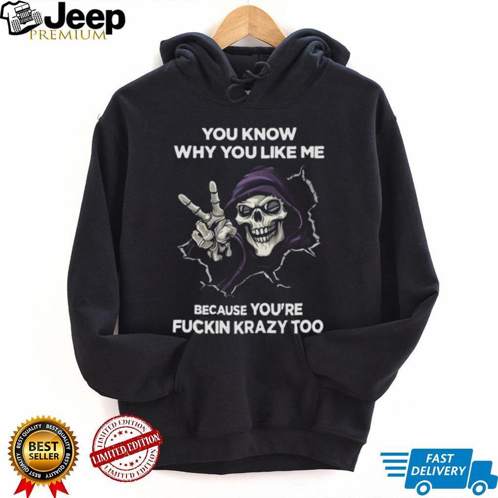 Purple Hooded Skeleton “Fuckin Krazy Too” Peace Sign Tee