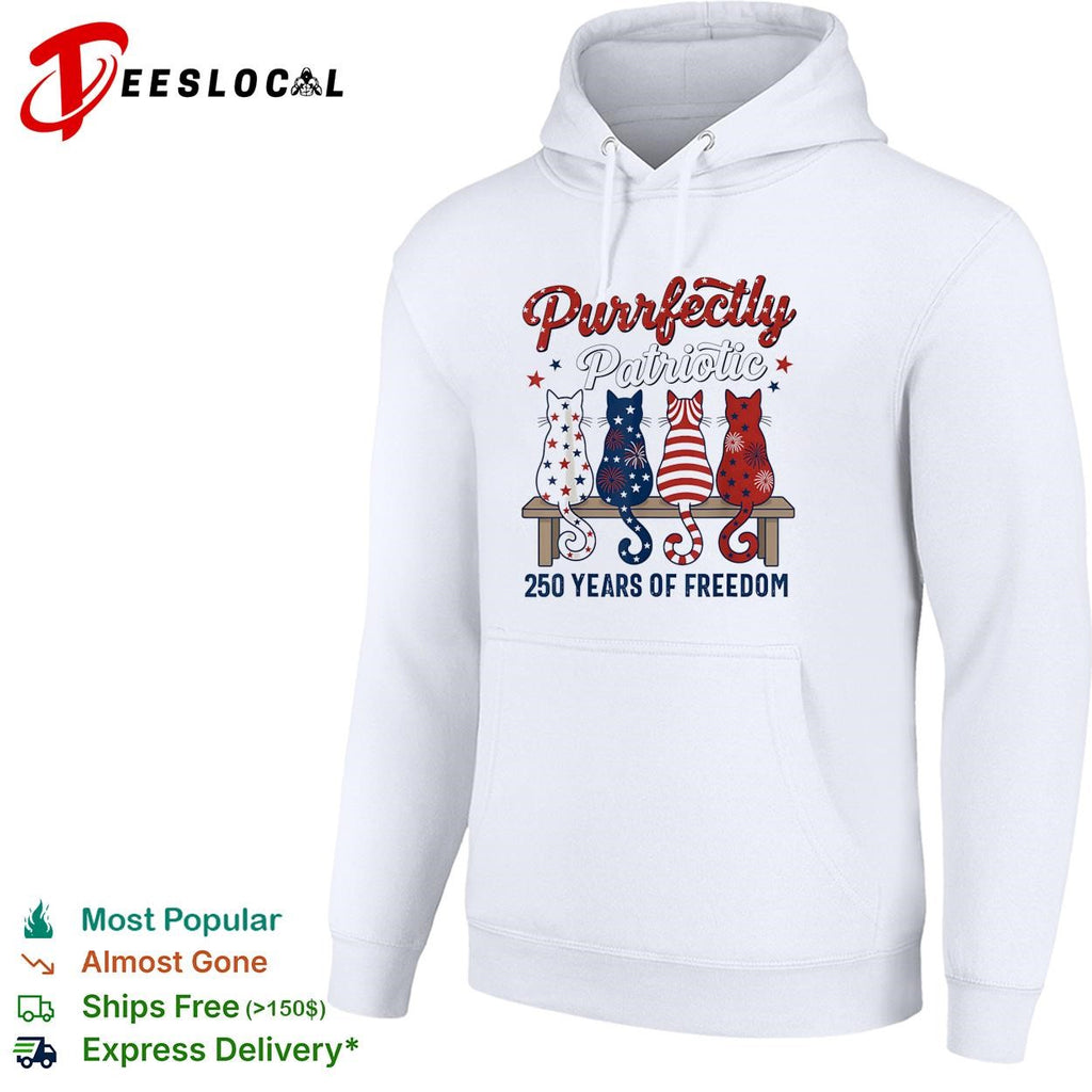 Purrfectly patriotic cats 250 years of freedom Fourth of July shirt