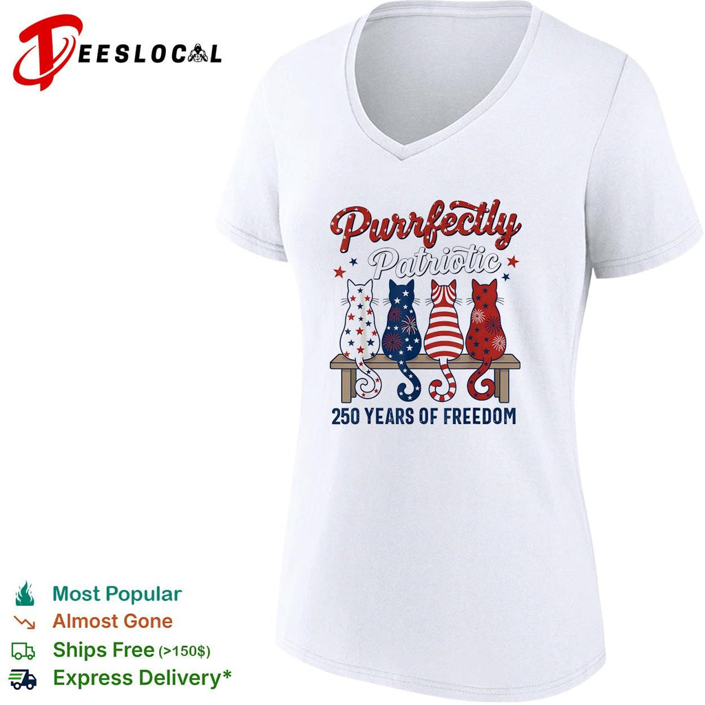Purrfectly patriotic cats 250 years of freedom Fourth of July shirt