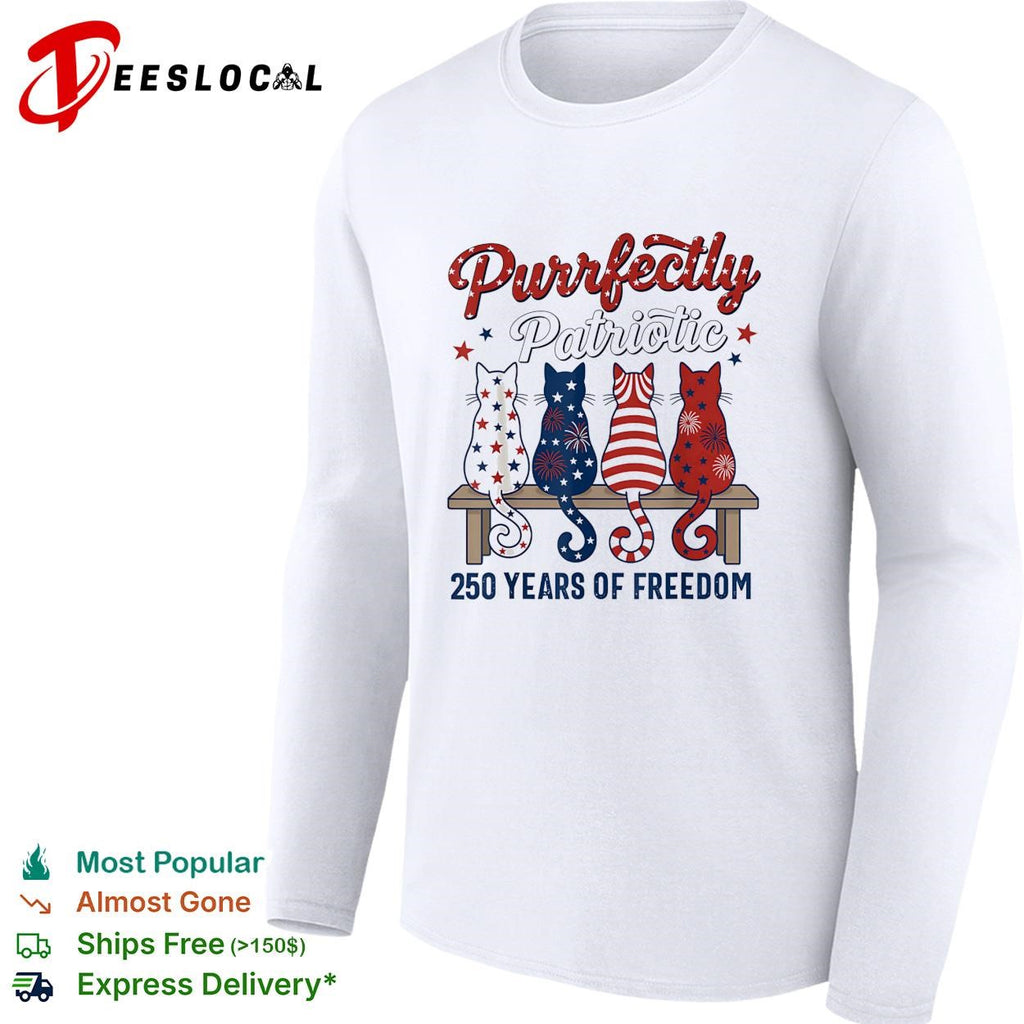 Purrfectly patriotic cats 250 years of freedom Fourth of July shirt