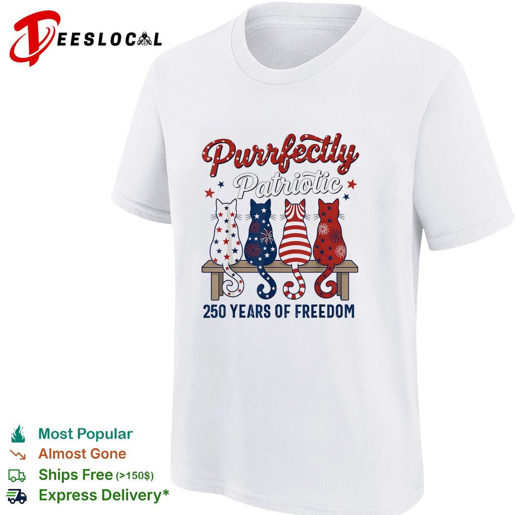 Purrfectly patriotic cats 250 years of freedom Fourth of July shirt
