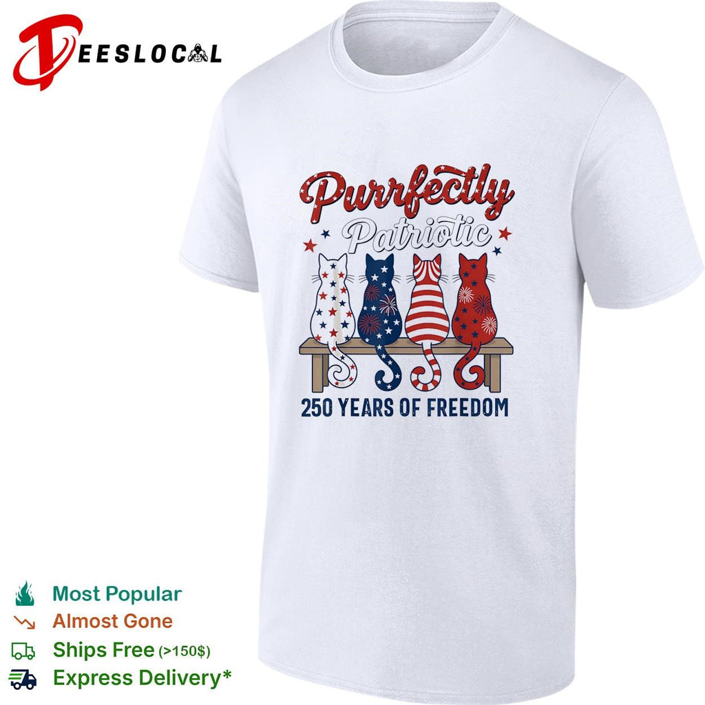 Purrfectly patriotic cats 250 years of freedom Fourth of July shirt