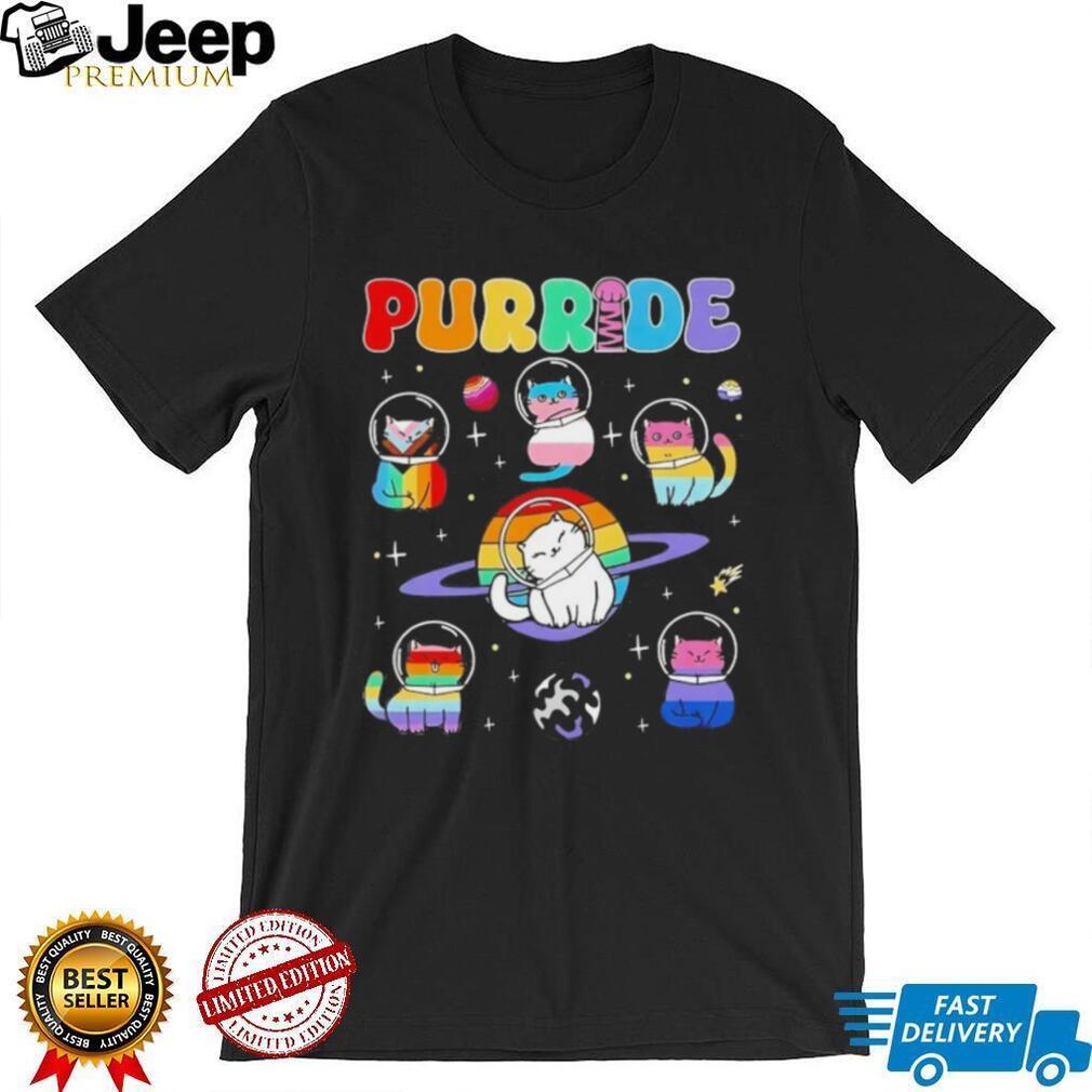 Purride cats in space rainbow shirt