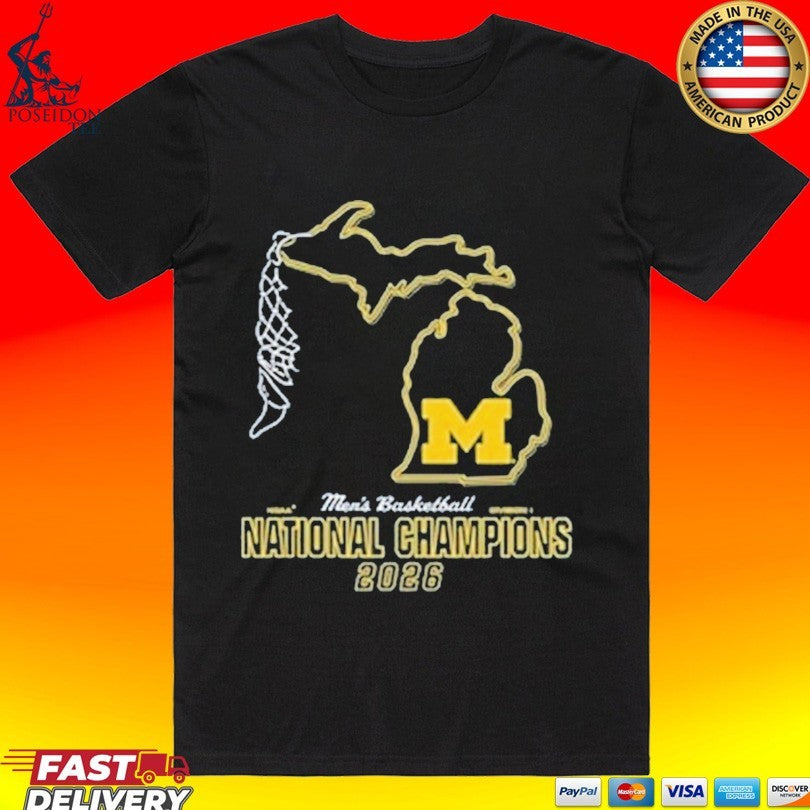 Michigan Wolverines Youth MBB National Champs 2026 Net T-shirt