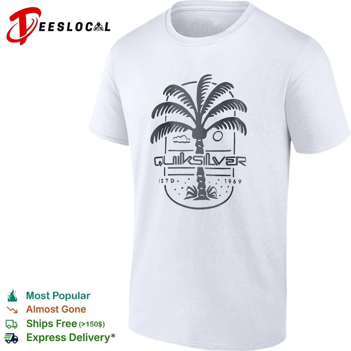 Quiksilver Estd 1969 Palm Tree Logo Beach shirt