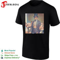 Abraham Lincoln lion chest tattoo top hat and sunglasses portrait graphic shirt