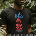 Neon Pray and Bless Luke 6h28 Christian Graphic T Shirt Black Streetwear