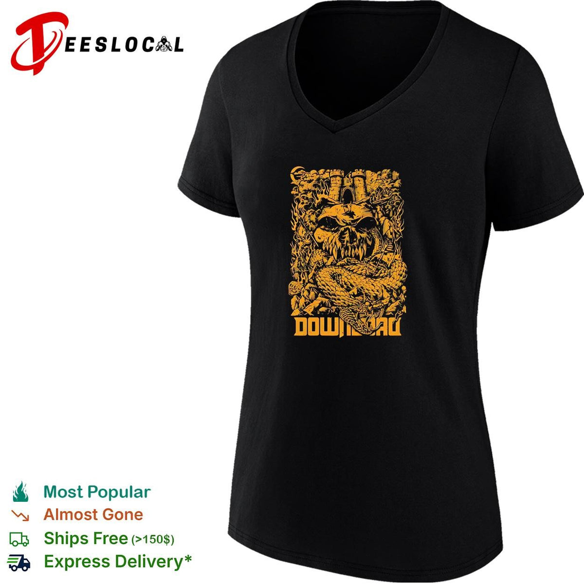 Download festival skull and dragon illustration heavy metal poster graphic shirt