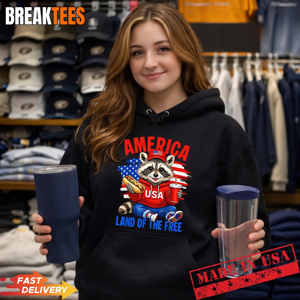 Raccoon USA Flag 4th of July Patriotic Independence Day Shirt