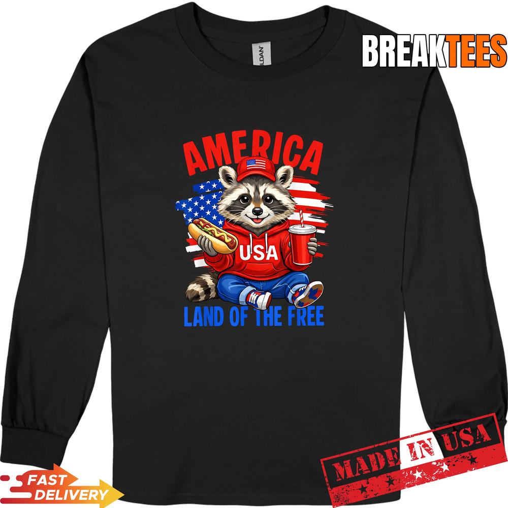 Raccoon USA Flag 4th of July Patriotic Independence Day Shirt