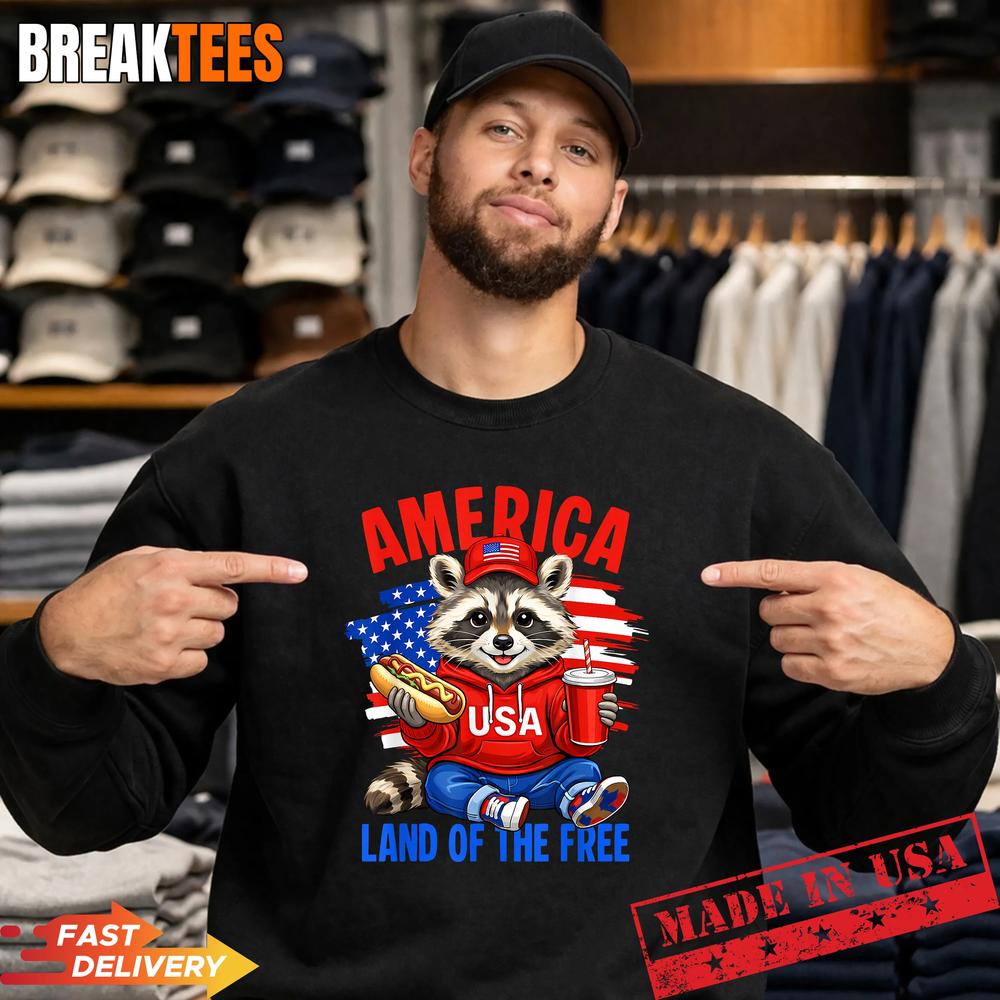 Raccoon USA Flag 4th of July Patriotic Independence Day Shirt