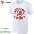 Radicalized by basic decency red bird shirt