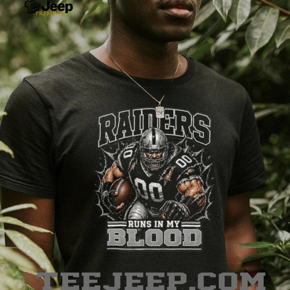 Raiders Football Runs In My Blood Vintage Retro Sports Fan Apparel For Men Women Shirt