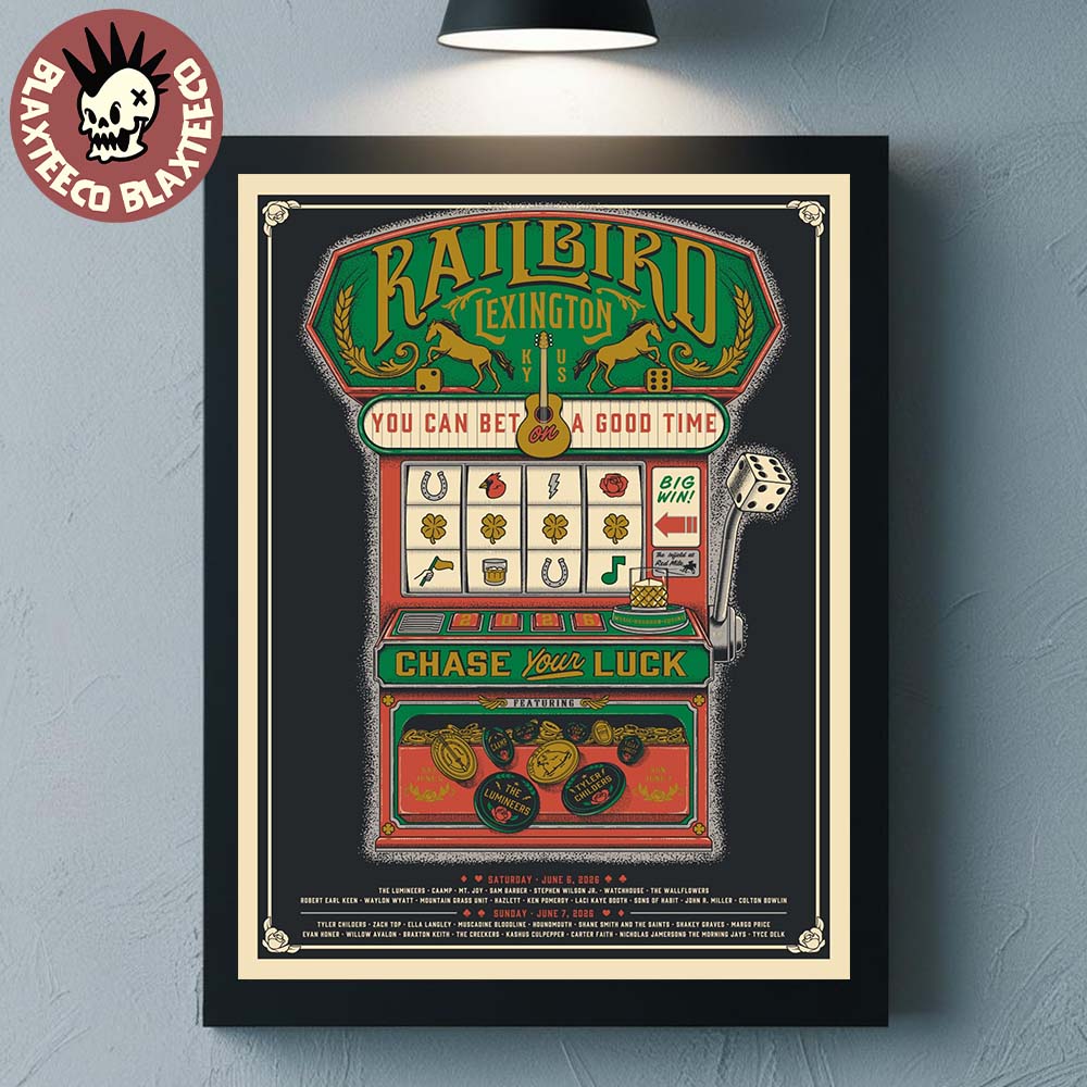 Railbird Music Festival 2026 Lexington Kentucky On June 6 And 7 2026 Slot Machine Art Commemorative Poster Canvas
