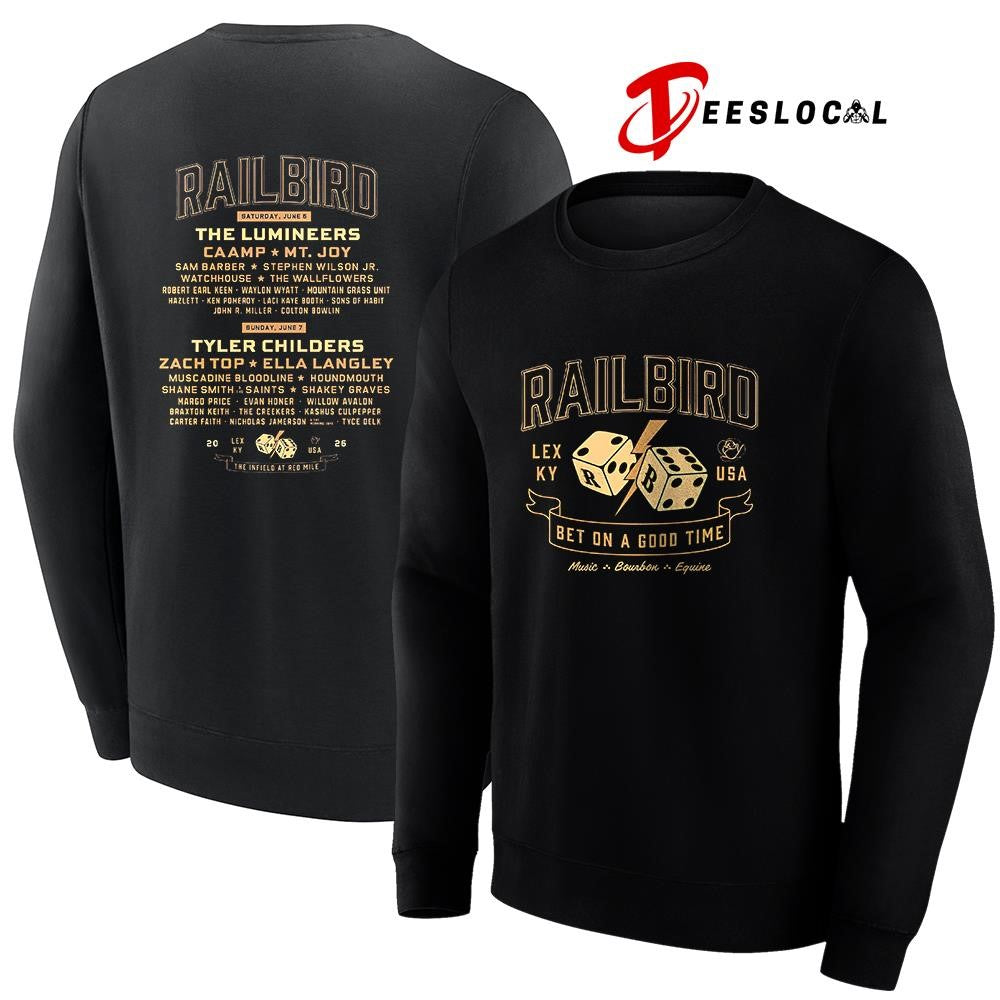 Railbird Music festival bet on a good time Lexington Kentucky dice lineup logo shirt