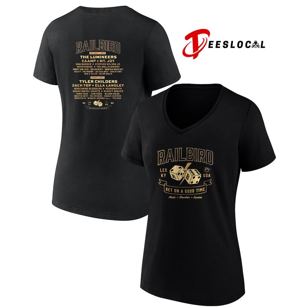 Railbird Music festival bet on a good time Lexington Kentucky dice lineup logo shirt