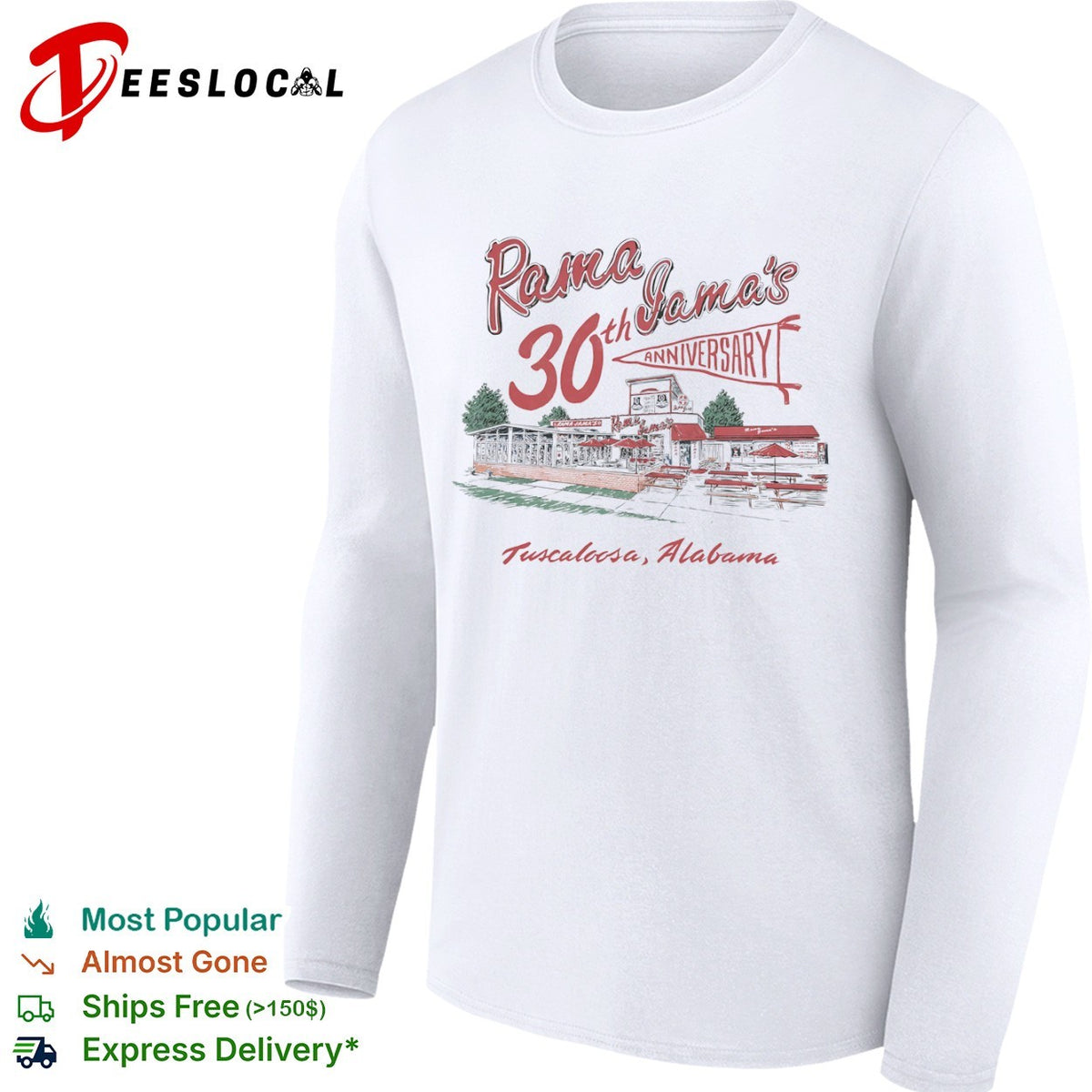 Rama Jama’s 30th Anniversary Tuscaloosa Alabama restaurant drawing shirt