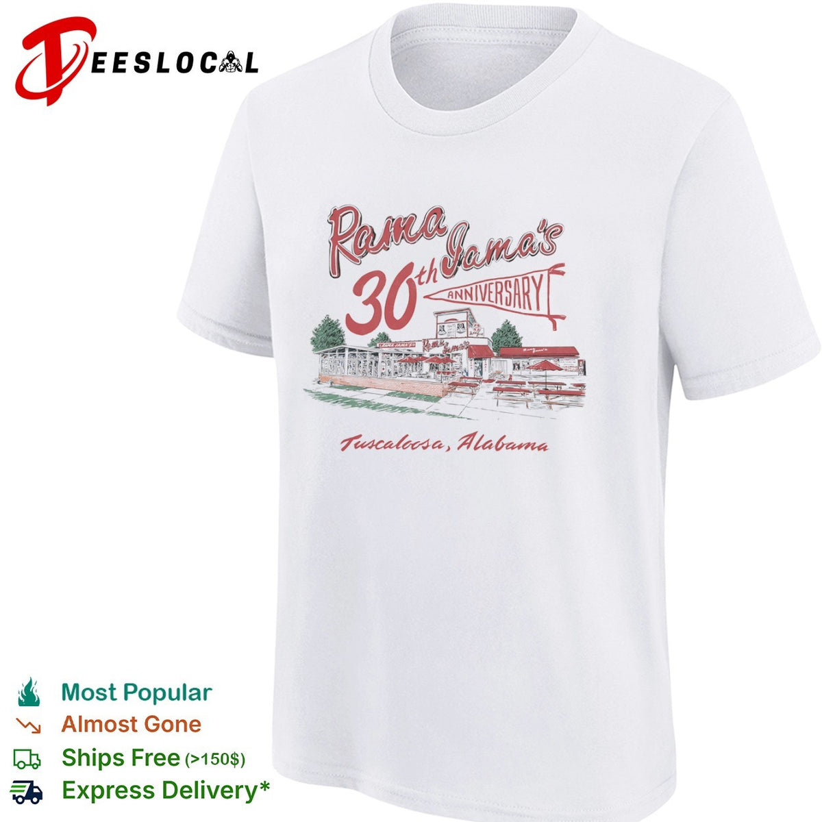 Rama Jama’s 30th Anniversary Tuscaloosa Alabama restaurant drawing shirt