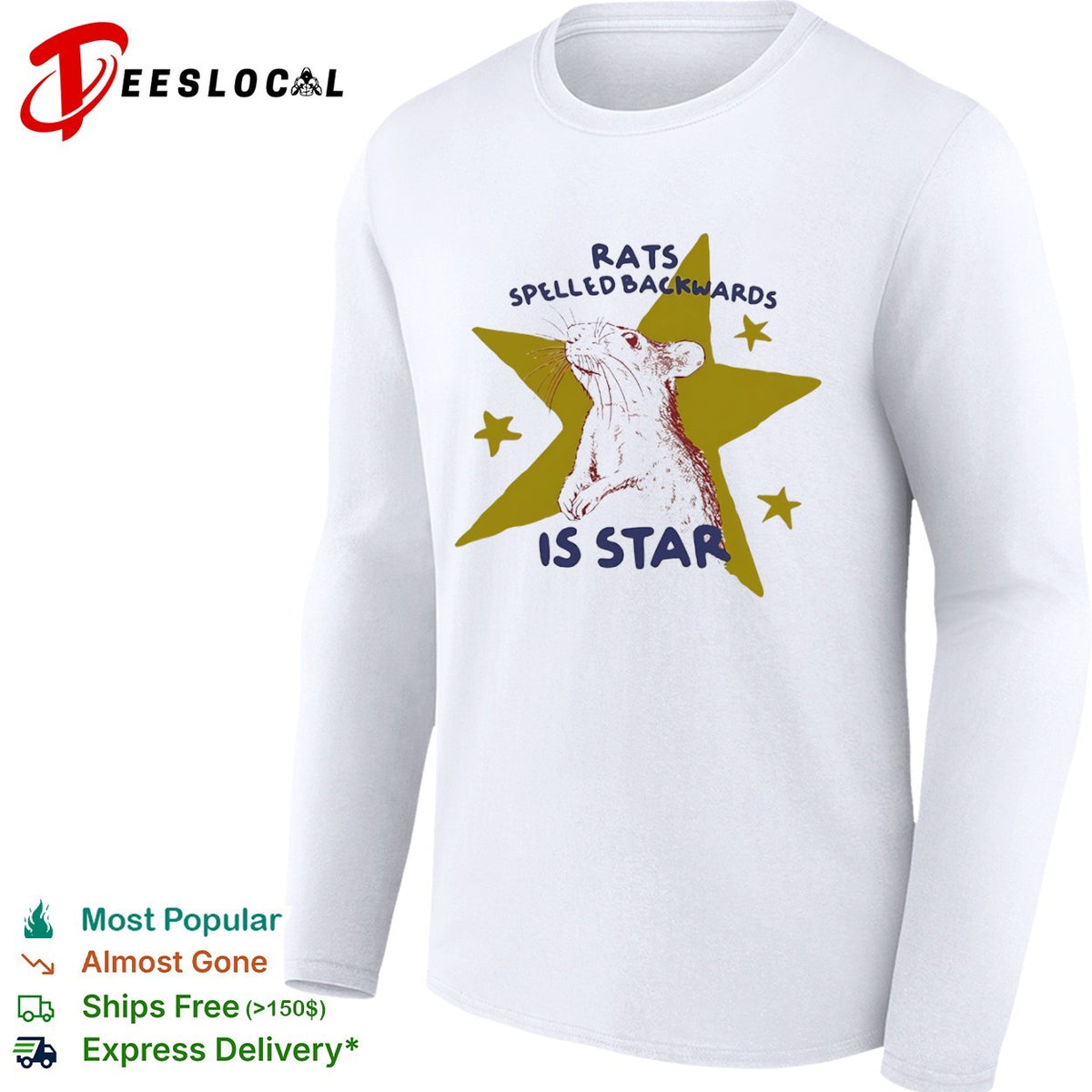Rats spelled backwards is star rodent artistic minimalist shirt