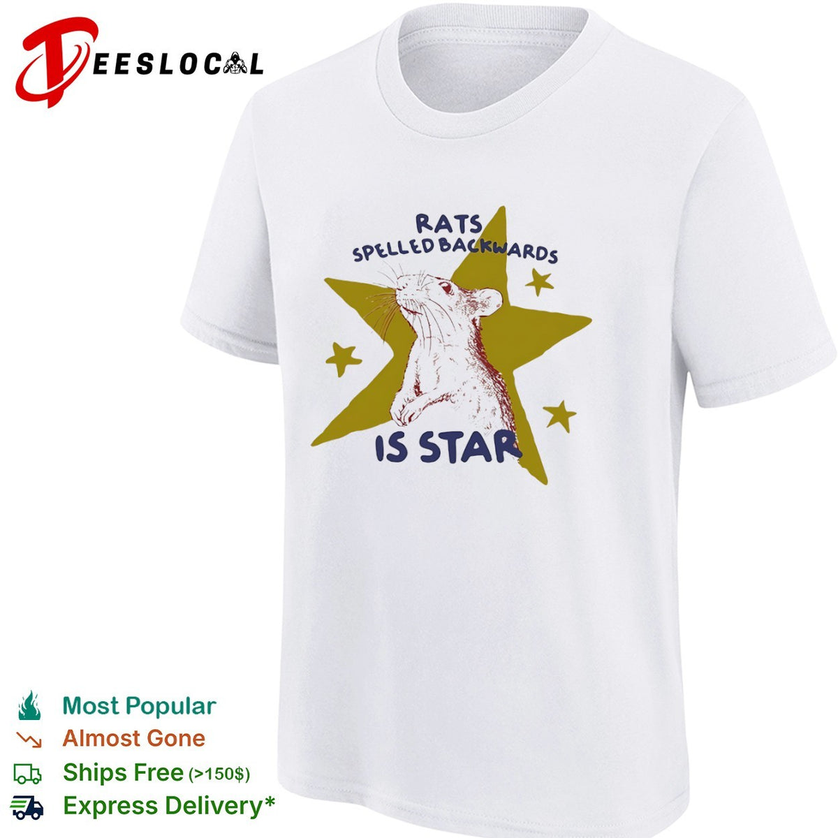 Rats spelled backwards is star rodent artistic minimalist shirt