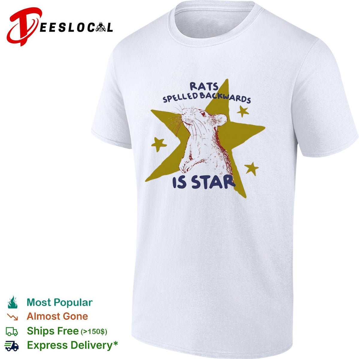 Rats spelled backwards is star rodent artistic minimalist shirt