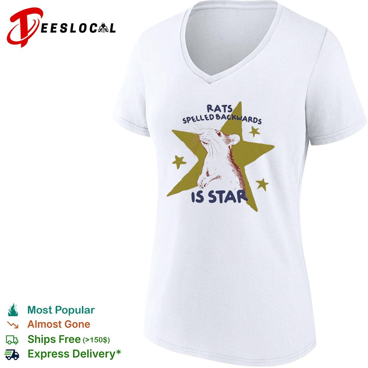 Rats spelled backwards is star rodent star funny wordplay pun nature art shirt