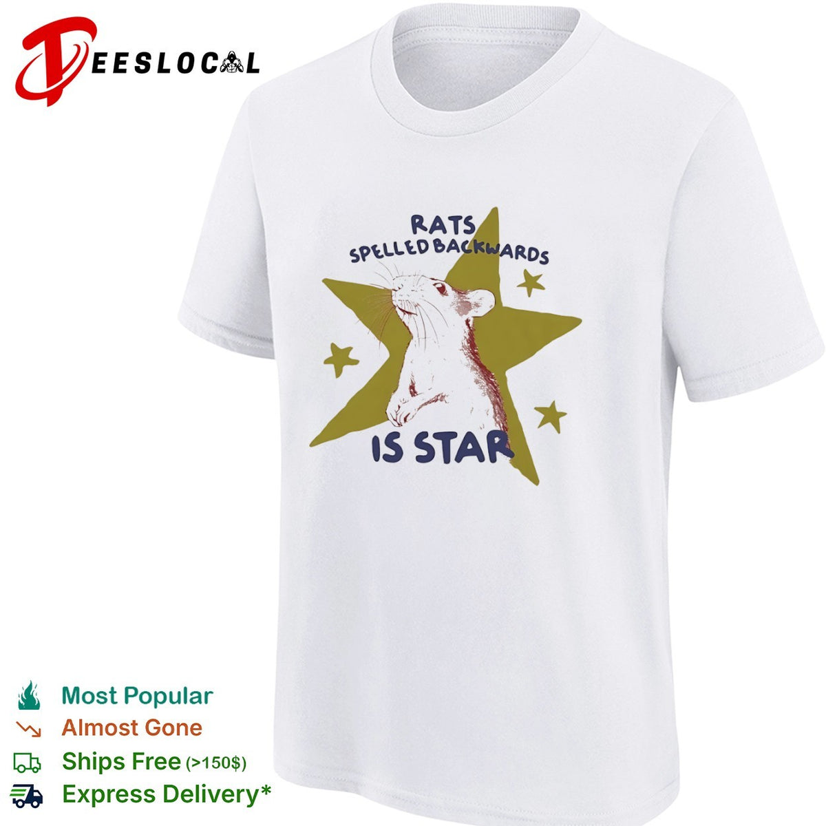Rats spelled backwards is star rodent star funny wordplay pun nature art shirt