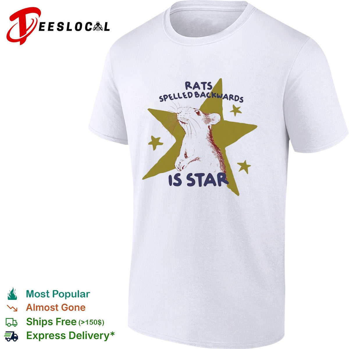 Rats spelled backwards is star rodent star funny wordplay pun nature art shirt