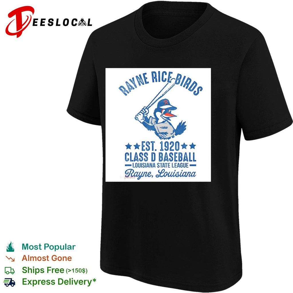 Rayne Rice-Birds est 1920 Class D Baseball Louisiana State League bird mascot vintage art shirt