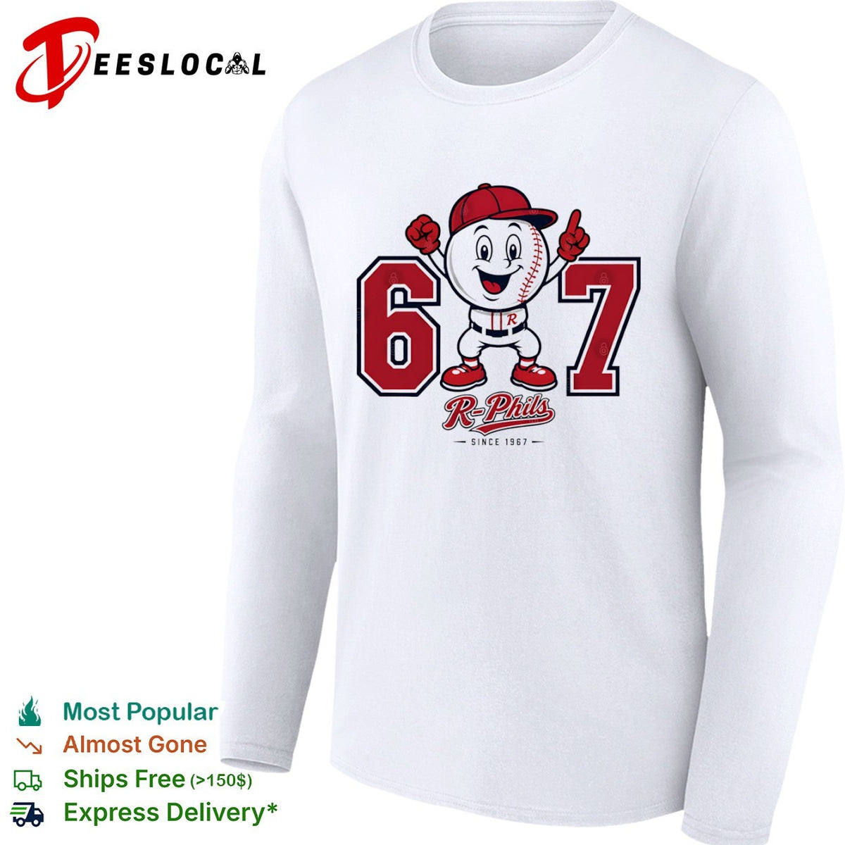Reading Phillies 67 Since 1967 R Phils Baseball Shirt