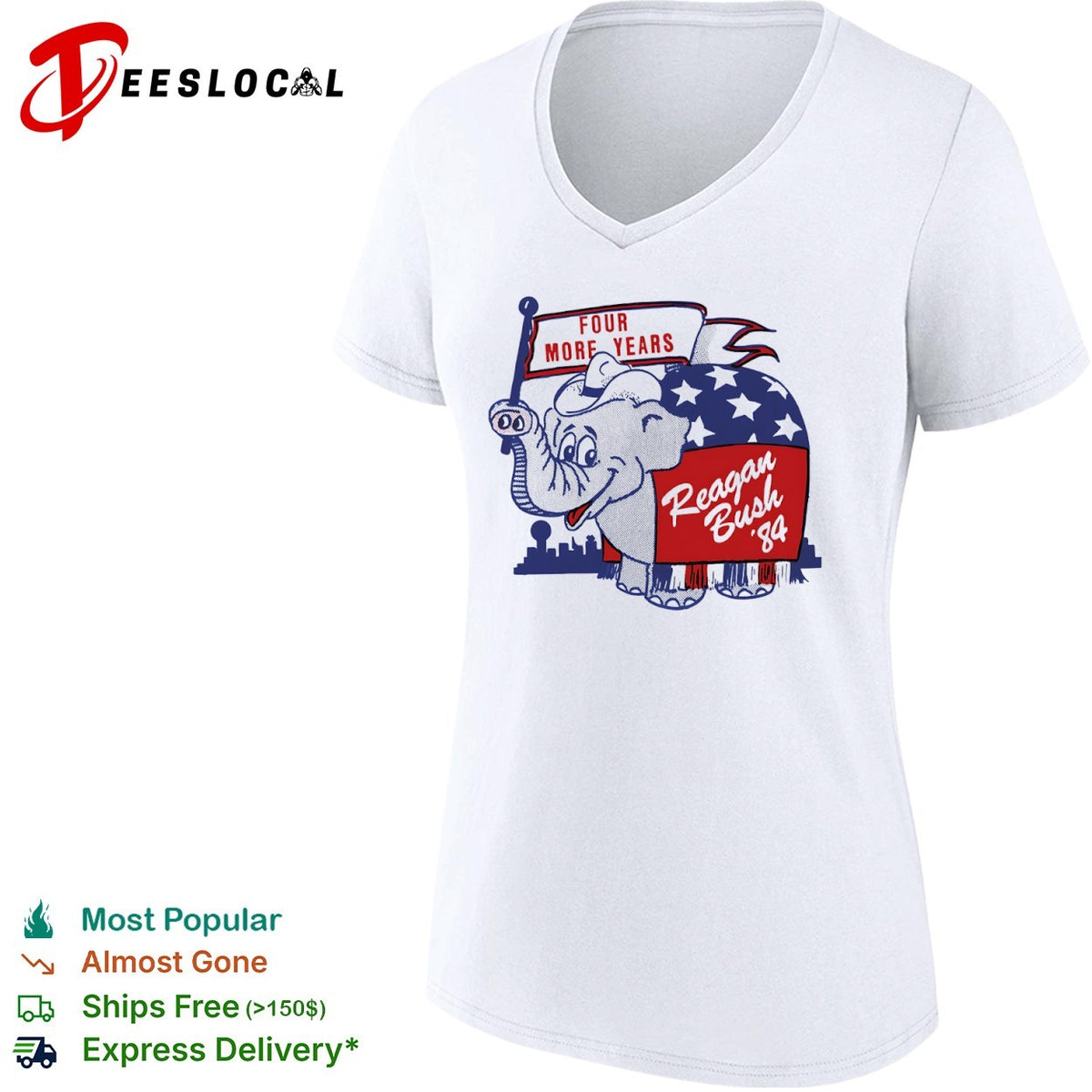 Reagan Bush 84 Four More Years Republican Party Elephant Mascot shirt