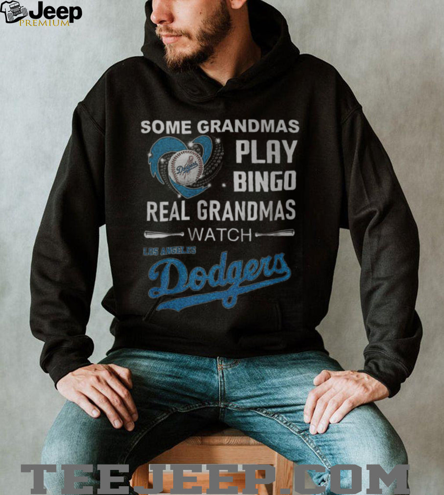 Real Grandmas Watch Los Angeles Dodgers Baseball Grey T Shirt