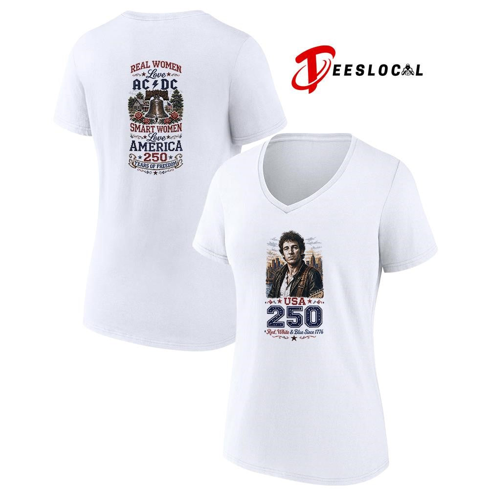 Real women love Bruce Springsteen smart women love America 250 years of freedom shirt