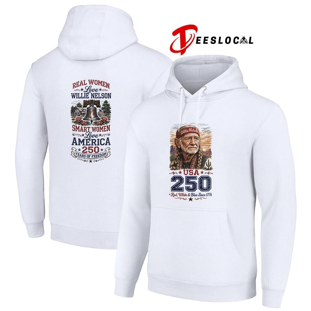 Real women love Willie Nelson smart women love America 250 years of freedom shirt