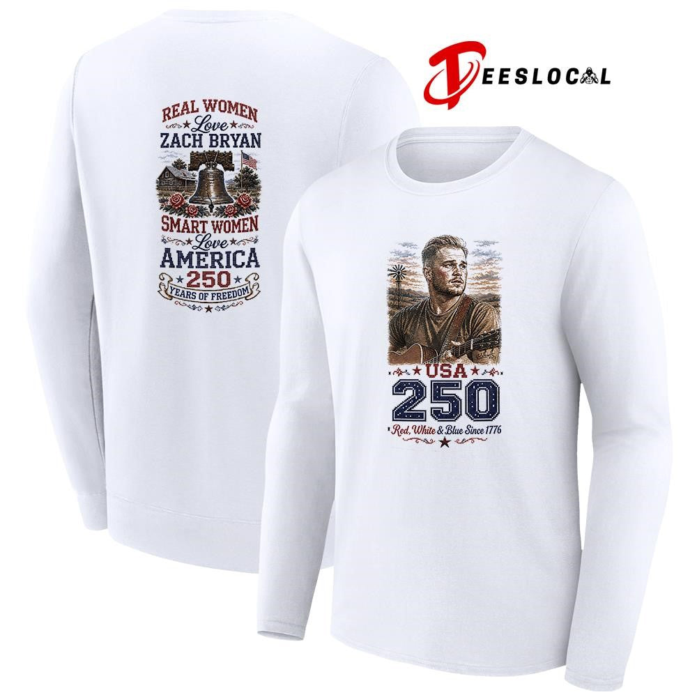 Real women love Zach Bryan smart women love America 250 years of freedom shirt