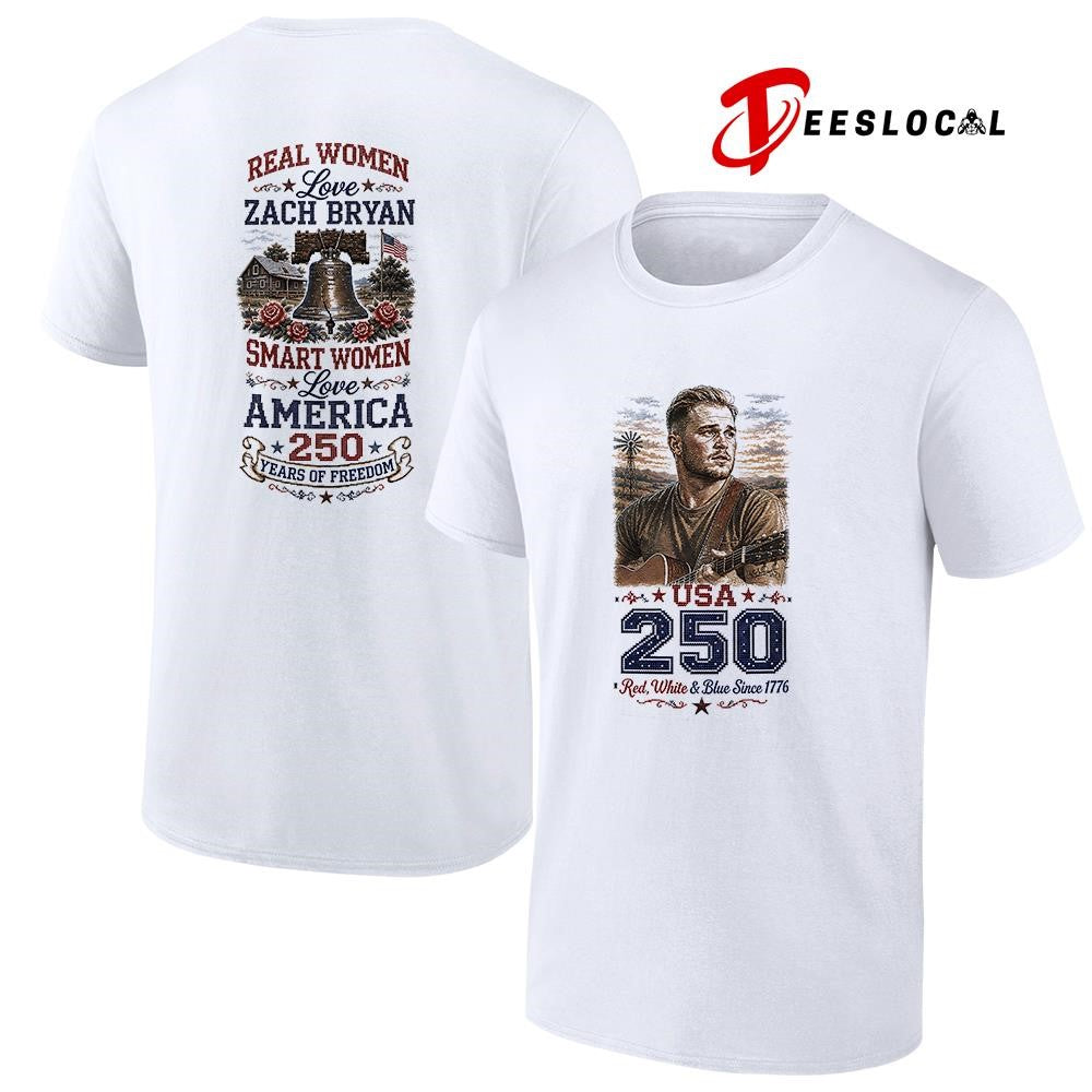 Real women love Zach Bryan smart women love America 250 years of freedom shirt