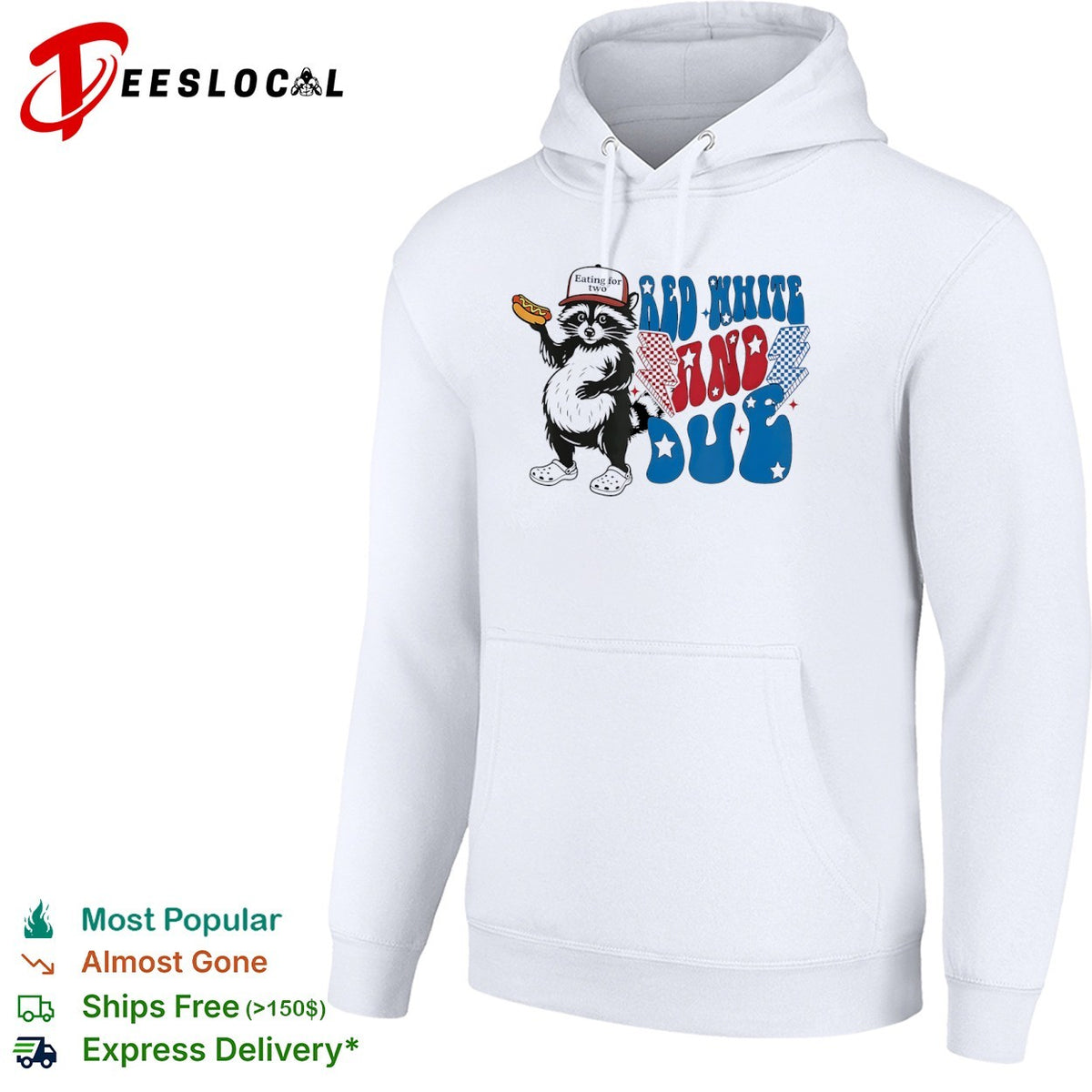 Red white and due eating for two fat raccoon shirt