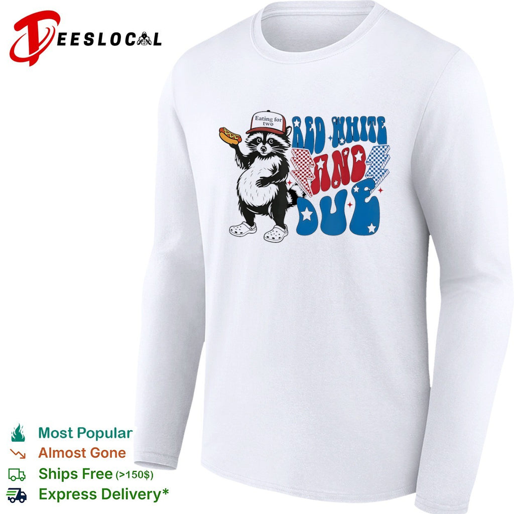 Red white and due eating for two fat raccoon shirt