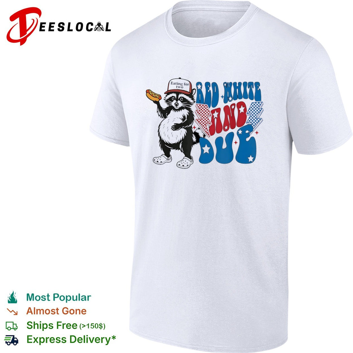 Red white and due eating for two fat raccoon shirt