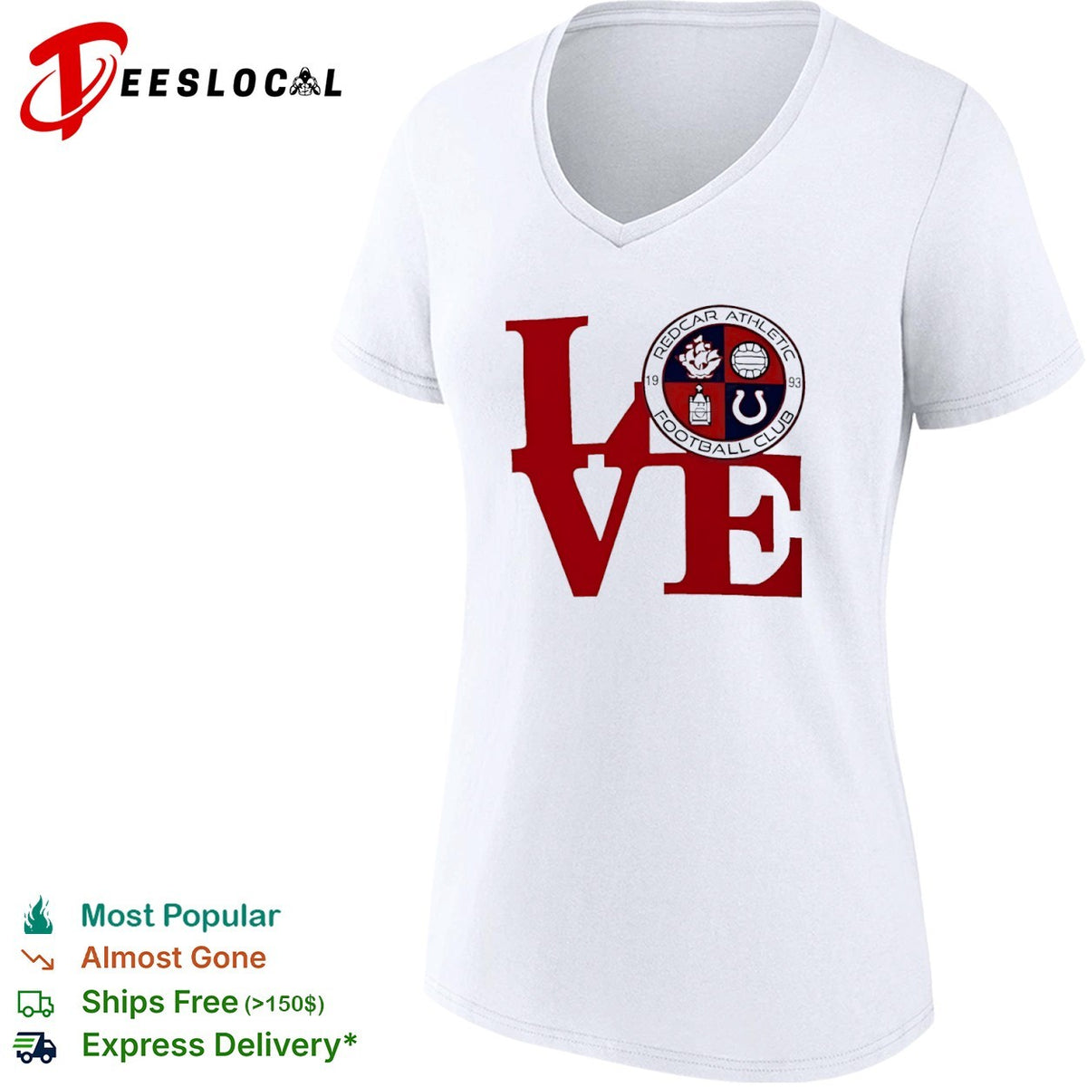Redcar Athletic Football Club Love Logo Emblem Football Sport Fan Soccer Club shirt