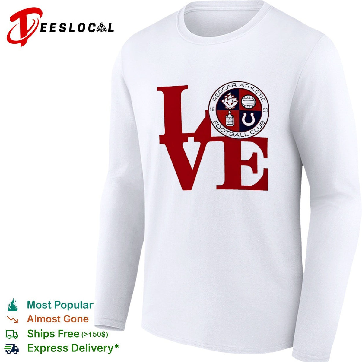 Redcar Athletic Football Club Love Logo Emblem Football Sport Fan Soccer Club shirt