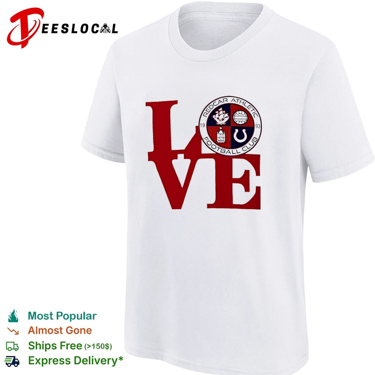 Redcar Athletic Football Club Love Logo Emblem Football Sport Fan Soccer Club shirt