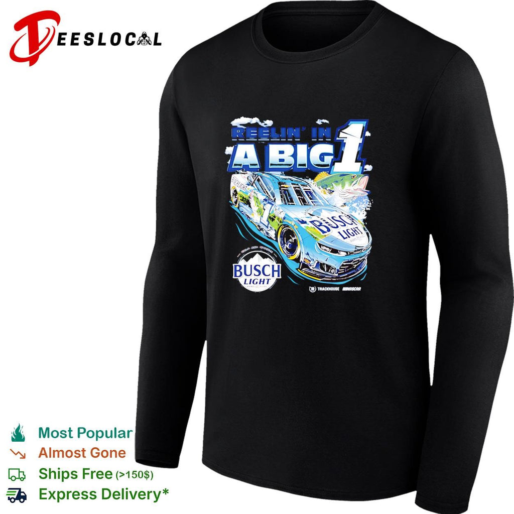 Reelin’ in a big 1 Ross Chastain Busch Light bass fishing NASCAR shirt