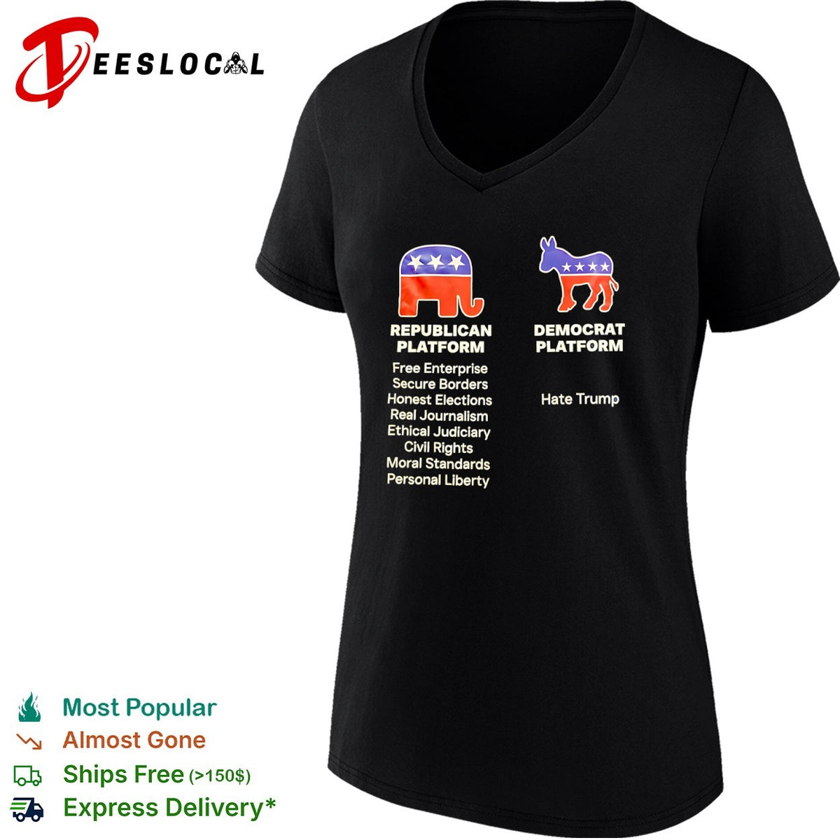 Republican Platform Free Enterprise Secure Borders Democrat Platform Hate Trump shirt