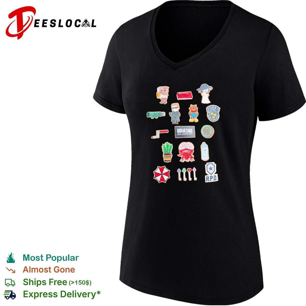 Resident Evil Biohazard 30th Anniversary S T A R S Umbrella R P D Icons shirt